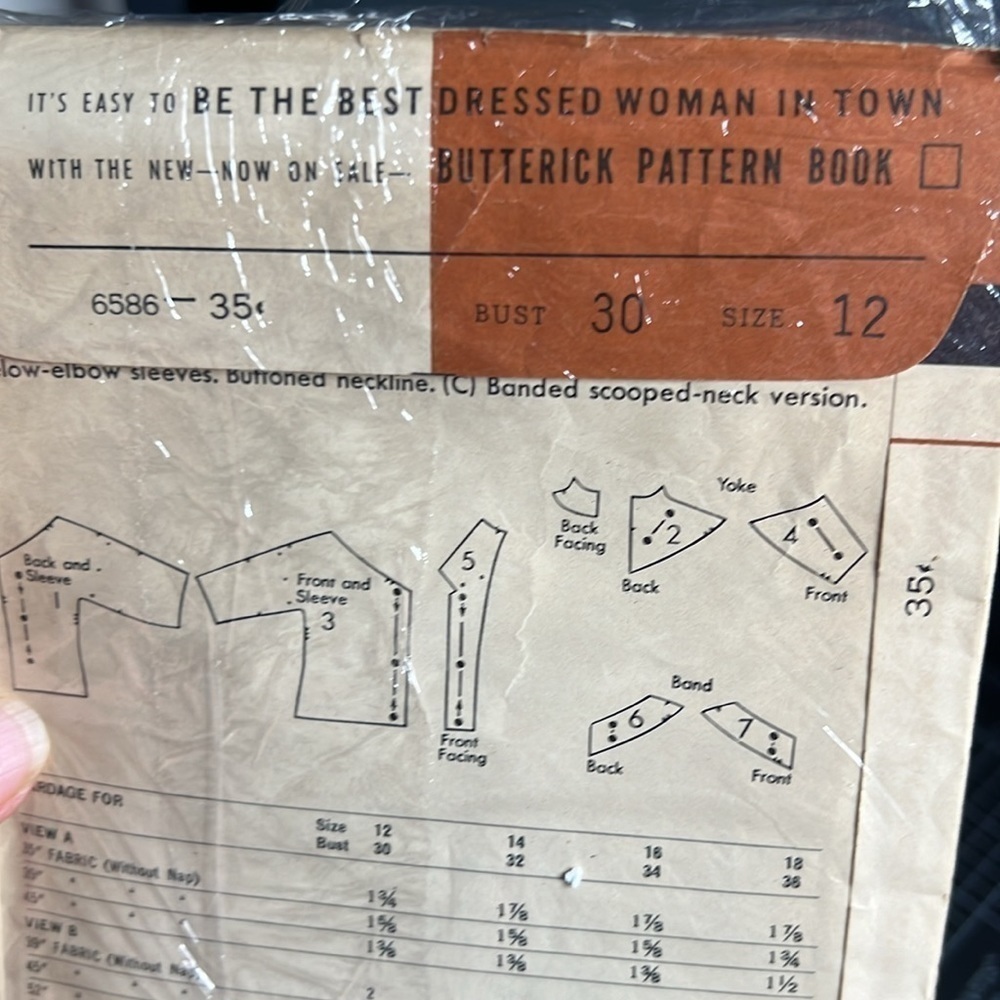Butterick 6586 printed pattern, size 12, bust 30. Vintage sewing, top, blouse. - Picture 4 of 8